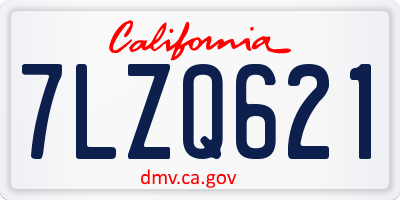 CA license plate 7LZQ621