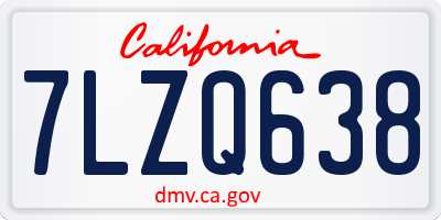 CA license plate 7LZQ638