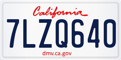 CA license plate 7LZQ640
