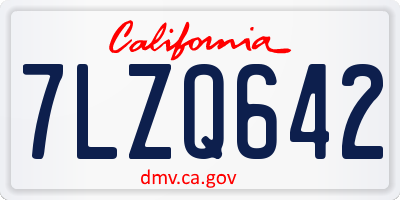 CA license plate 7LZQ642