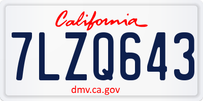 CA license plate 7LZQ643
