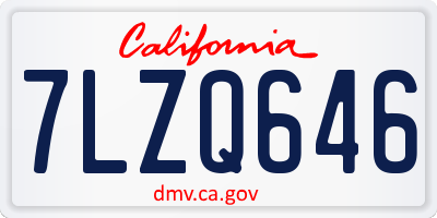 CA license plate 7LZQ646