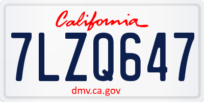 CA license plate 7LZQ647