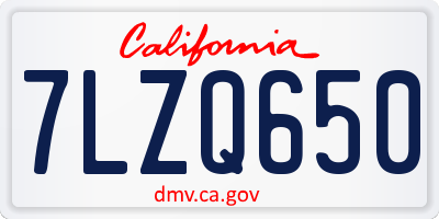 CA license plate 7LZQ650