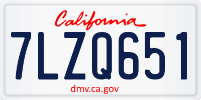 CA license plate 7LZQ651