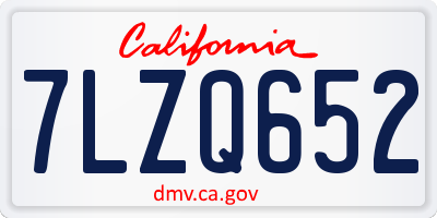 CA license plate 7LZQ652