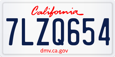 CA license plate 7LZQ654