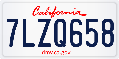 CA license plate 7LZQ658