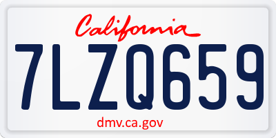 CA license plate 7LZQ659