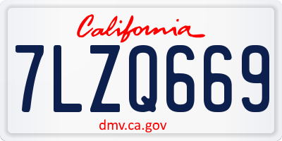 CA license plate 7LZQ669