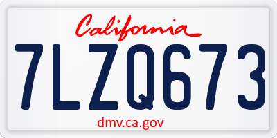 CA license plate 7LZQ673