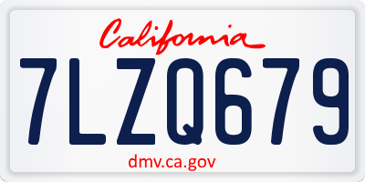 CA license plate 7LZQ679