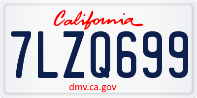 CA license plate 7LZQ699