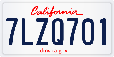 CA license plate 7LZQ701