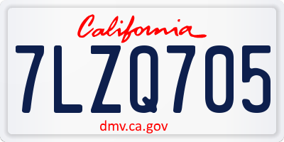 CA license plate 7LZQ705