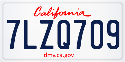 CA license plate 7LZQ709