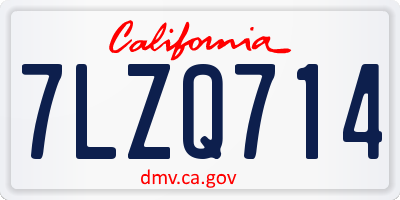CA license plate 7LZQ714