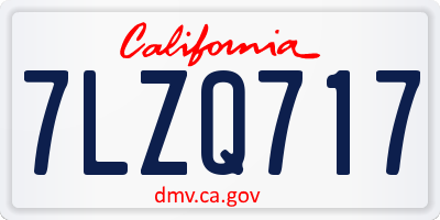 CA license plate 7LZQ717