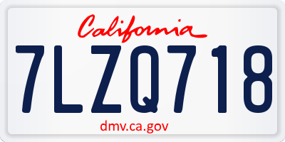 CA license plate 7LZQ718