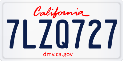 CA license plate 7LZQ727