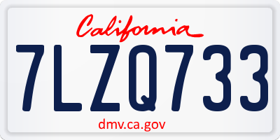 CA license plate 7LZQ733