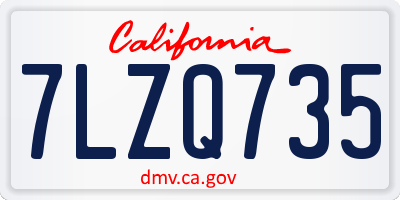 CA license plate 7LZQ735