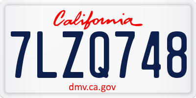 CA license plate 7LZQ748
