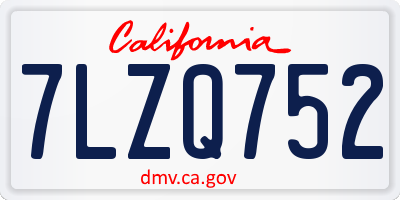 CA license plate 7LZQ752