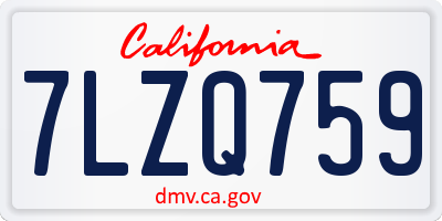 CA license plate 7LZQ759