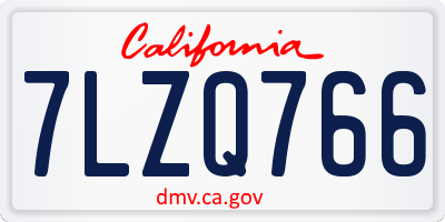 CA license plate 7LZQ766