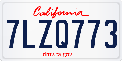 CA license plate 7LZQ773