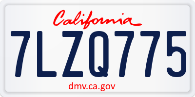 CA license plate 7LZQ775