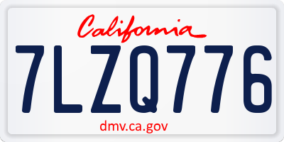CA license plate 7LZQ776