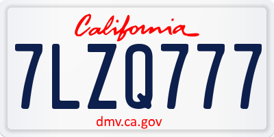 CA license plate 7LZQ777