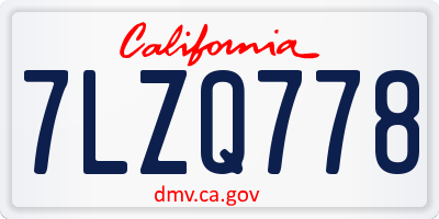 CA license plate 7LZQ778