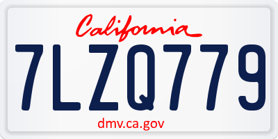 CA license plate 7LZQ779