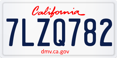 CA license plate 7LZQ782