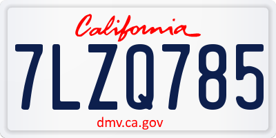CA license plate 7LZQ785