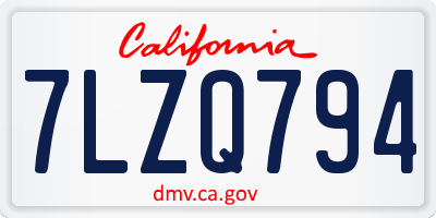 CA license plate 7LZQ794