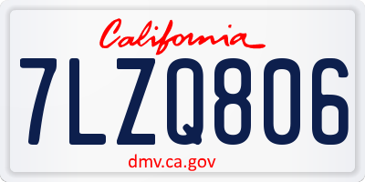 CA license plate 7LZQ806