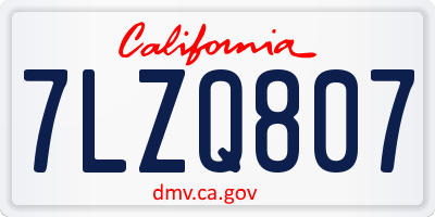 CA license plate 7LZQ807