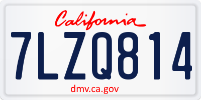 CA license plate 7LZQ814