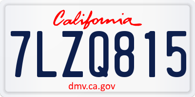 CA license plate 7LZQ815