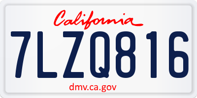 CA license plate 7LZQ816