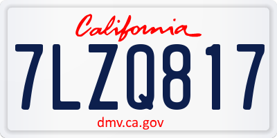 CA license plate 7LZQ817