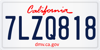 CA license plate 7LZQ818
