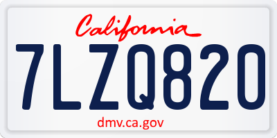 CA license plate 7LZQ820