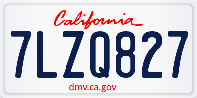 CA license plate 7LZQ827
