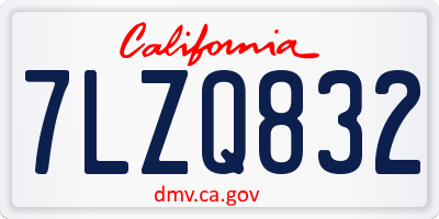 CA license plate 7LZQ832