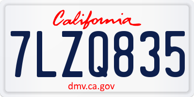 CA license plate 7LZQ835